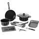 Black 12 Piece Cookware Saucepan Utensil Pot Pan Bakeware Starter Set