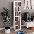 Gecheer CD Cabinet DVD Storage Cabinet Bookshelf High Gloss White 21x20x88 cm Engineered Wood