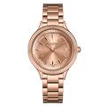 Swan & Edgar Ladies Duet Swiss Quartz Movement Rose Dial Water Resistant Watch With Rose Gold Stainless Steel Chain Bracelet