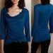 Anthropologie Tops | Anthropologie Deletta Blue Stretchy Wide Neck Jersey Knit Boho Top Size Xs | Color: Blue | Size: Xs