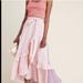 Anthropologie Skirts | Anthropologie Maeve Penny Ruffled Pink Purple Stripe Skirt Large | Color: Pink/White | Size: L