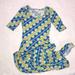 Lularoe Dresses | Lularoe Ana Dress Geometric Print Fitted Top Long Skirt Size Small Soft & Comfy | Color: Blue/Green | Size: S