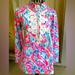 Lilly Pulitzer Tops | Lilly Pulitzer Skipper Tunic Popover Cosmic Coral Cracked Up Blue.Size Xs | Color: Blue/Pink | Size: Xs