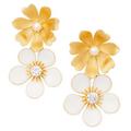Kate Spade Jewelry | Kate Spade Garden Party Flower Double Drop Gold Earrings | Color: Gold/White | Size: Os