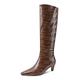 Women's Knee High Boots Ladies Low Heel Winter Pointed Toe Shoes Snow Shoes Non-Slip Warm Fur Lined Boots Leather Ankle Boots Biker High Calf Boots (Brown 3 UK)
