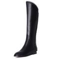 Womens Plush High Boot Winter Warm Ankle Boots Zipper Snow Boots Ladies Riding Boots PU Leahter High Calf Boots Boots Non-Slip Sole (Black 3 UK)