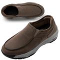 AEHO Extra Large Shoes Leather Mens Running Walking Tennis Mens Slip-On Loafers Moccasin Slippers Men Casual House Driving Shoes Breathable Lightweight Sneakers,Brown,48/290mm
