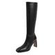 Ladies High Heel Long Boots Womens Knee High Boots Leahter High Calf Boots Winter Warm Ankle Boots Non-Slip Sole Ladies Riding Boots Zipper Snow Boots (Black 2 UK)