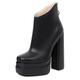 Ladies High-Heeled Snow Boots Zipper Winter PU Leather Ankle Boots Fur Lined Booties Slip On Snow Warm Boots Heel 15CM Walking Shoes (Black 3 UK)