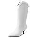 Womens Pointed High Heel Boots High Boots Winter Warm Ankle Boots Plush Long Boots Ladies Riding Boots Zip Up Leahter Warm Snow Boots Non-Slip Sole (White 3 UK)