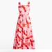 J. Crew Dresses | J.Crew Smocked Ruffle Square Neck Pink Lobster Midi Dress With Pockets 20 | Color: Pink/Red | Size: 20