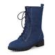 Ladies Snow Boots Winter Warm Ankle Boots Plush Slope Heel Booties Comfortable Ankle Boots Womens Walking Footwear High-top Winter Lightweght Snow Boots 34-46 (Blue 2.5 UK)