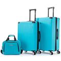 Rockland 3 Luggage Set, 2-Piece Hardside Spinner Wheel Uprights with Tote, Turquoise, Turquoise, Rockland 3-piece Luggage Set, 2-piece Hardside Spinner Wheel Uprights With Tote