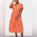 J. Crew Dresses | J. Crew Factory Puff Sleeve Tiered Floral Hawaiian Printed Midi Dress 2023 | Color: Orange/Pink | Size: 2