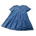 Madewell Dresses | Madewell - Womens Button Front Short Sleeve Tiered Blue Boho Mini Dress - Size M | Color: Blue | Size: M