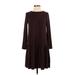 Gap Casual Dress - DropWaist High Neck Long sleeves: Burgundy Print Dresses - New - Women's Size X-Small Petite