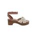 Lucky Brand Mule/Clog: Tan Print Shoes - Women's Size 7 1/2 - Open Toe