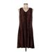 AK Anne Klein Casual Dress - Shift V-Neck Sleeveless: Brown Leopard Print Dresses - Women's Size 10