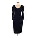 Alexia Admor Casual Dress - Sheath V-Neck 3/4 sleeves: Blue Print Dresses - New - Women's Size Small