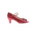 Michelle D. Heels: Red Solid Shoes - Women's Size 9 1/2 - Peep Toe