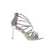 Mix No. 6 Heels: Gladiator Stilleto Cocktail Party Silver Solid Shoes - Women's Size 8 - Open Toe