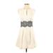 BCBGeneration Casual Dress - Mini Crew Neck Sleeveless: Ivory Dresses - Women's Size 4