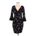 Guess Casual Dress - Sheath V-Neck 3/4 sleeves: Black Print Dresses - Women's Size 12