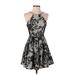 Bebe Cocktail Dress - Fit & Flare High Neck Sleeveless: Black Dresses - Women's Size 00