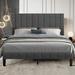 Velvet Upholstered Platform Bed Frame with Headboard, Dark Grey