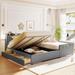 Queen Size & Twin XL Size Upholstered Platform Bed, Mother & Child Bed with Hydraulic Storage System, Multi-functional, Beige