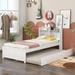 Twin Platform Bed with Trundle, Solid Wood Twin Bedframe w/Headboard