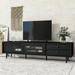 TV Stand with Sliding Fluted Glass Doors,Slanted Drawers Media Console for TVs Up to 75",TV Cabinet with Ample Storage Space