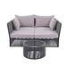 2-Piece Outdoor Sunbed and Coffee Table Set, Patio Double Chaise Lounger Loveseat Daybed