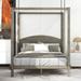 Modern Grey/Brown Canopy Platform Bed - Sturdy Frame, Under-Bed Storage, Easy Assembly, Queen Size