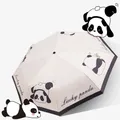 Automatic umbrella with cute panda pattern rain proof sun proof UV resistant folding umbrella