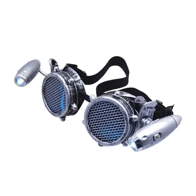 Ausgefallene Steampunk-Stil-Brille, Party, Vintage-Stil, für Herren und Damen, mit LED, atmungsaktiv, austauschbar, Kostüm, Abschlussball, Cosplay, einzigartige Schutzbrille Image