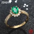 ZDADAN-Bague réglable émeraude en argent regardé 925 pour femme or 18 carats mode fille bijoux de