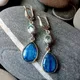 Vintage Meer blau Wasser tropfen Ohrringe Mode extra lange Metall Silber Farbe eingelegt blau Glas