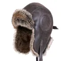 Winter Hat Men Women's Pilot Aviator Bomber Trapper Hat Faux Fur Leather Snow Cap With Ear Flaps