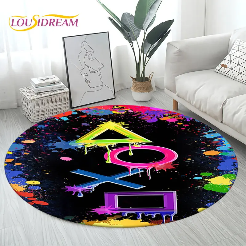 3D Cartoon Gamer Spiel Controller Bereich Teppich Große, Runde Teppich Teppich für Wohnzimmer Schlafzimmer Sofa Decor, kind Spielen Nicht-slip Boden Matte Image