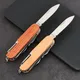 Hot Sale Wooden Handle Swiss Knife 11 In 1 Portable Folding Army Knife EDC Multitool Survival