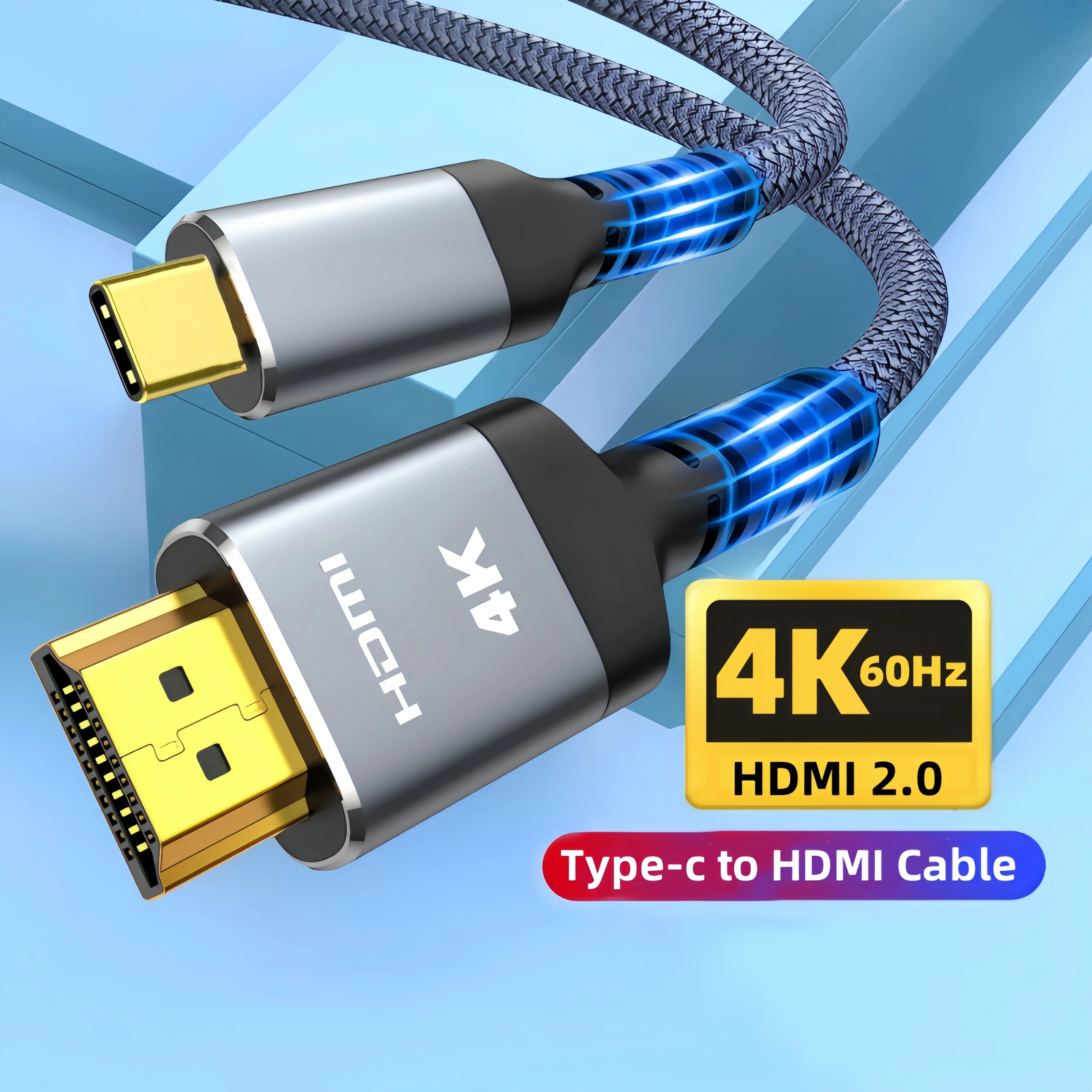 MIZIQIER USB C auf HDMI-kompatibles Kabel 4K Typ C auf HDMI 2.0 Thunderbolt 3/4 auf 4K60Hz 30Hz für iPhone 15 MacBook Huawei Mate30 Image