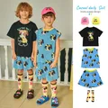 Korean Kids Clothes Boys Girls T Shirts Shorts 2024 New Summer Baby Boy Dog Printed Cotton Top Tee