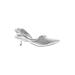 Sigerson Morrison Heels: Slip On Kitten Heel Glamorous Silver Print Shoes - Women's Size 9 - Pointed Toe