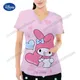 Disney Yk2 V-neck Clothing Female Pocket Woman Clothes Women's T-shirts 2023 Women 2000s Tops Y2k