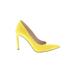 Nine West Heels: Slip-on Stilleto Cocktail Party Yellow Print Shoes - Women's Size 5 1/2 - Pointed Toe