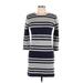 French Connection Casual Dress - Shift: Gray Stripes Dresses - Women's Size 10