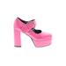 La Moda Heels: Pumps Platform Feminine Pink Solid Shoes - Women's Size 9 - Round Toe