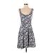 LC Lauren Conrad Casual Dress - A-Line Scoop Neck Sleeveless: Gray Print Dresses - Women's Size Small