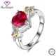 HuiSept Ring Silver 925 Jewelry for Women Heart Shape Ruby Zircon Gemstone Finger Rings Fashion